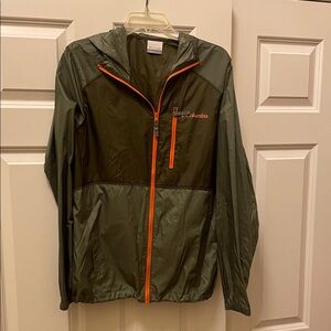 Columbia Olive Jacket with Bright Orange Trim